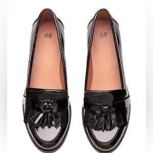 H&M Glossy Black Loafers for Women